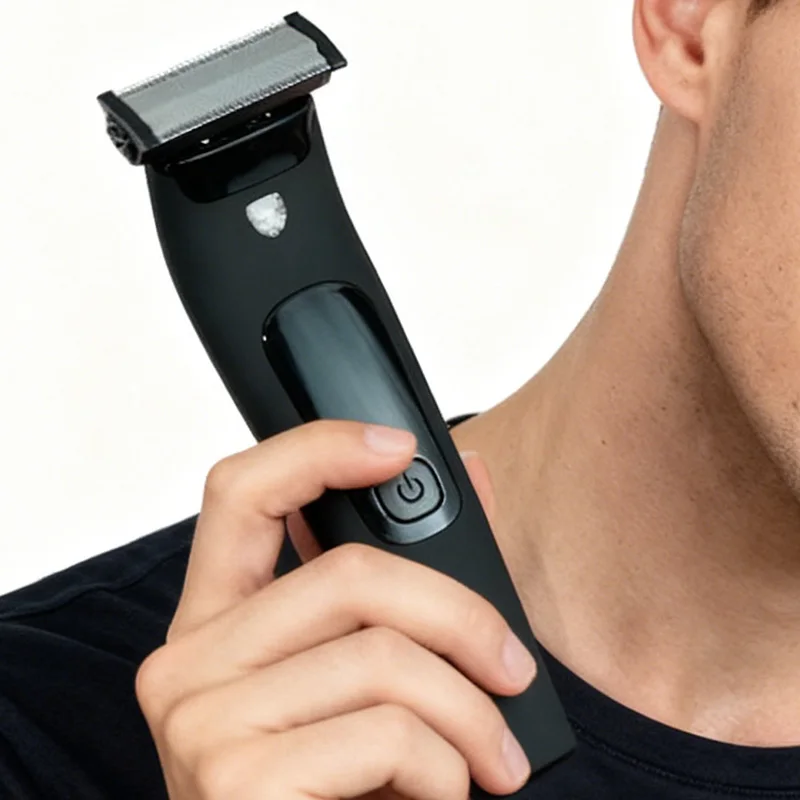 ماكينة تشذيب اللحية الكهربائية ذات الشفرة الواحدة مع ضوء LED، ماكينة تشذيب الوجه والجسم القابلة للتعديل، ماكينة تشذيب الشعر الكروية ذات الحافة