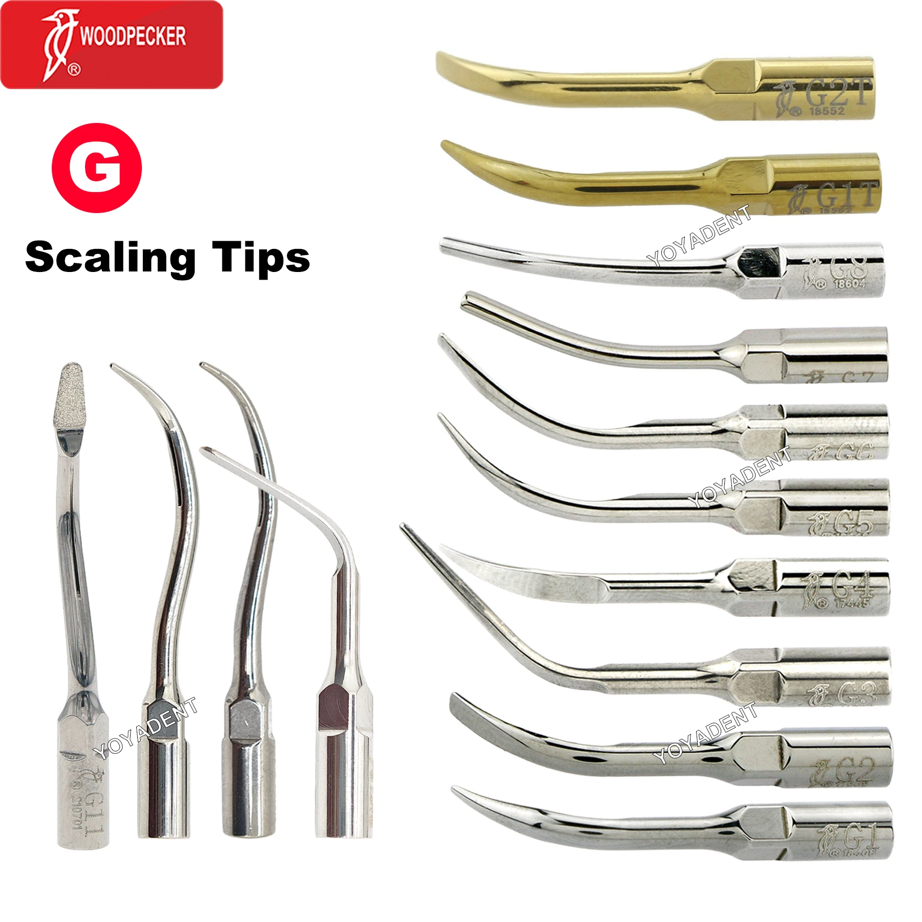 Woodpecker DTE Dental Scaler Tips Ultrasonic Tooth Cleaning Machine Cutter Head G Scaling Tip Fit EMS Ultrasonic Scaler