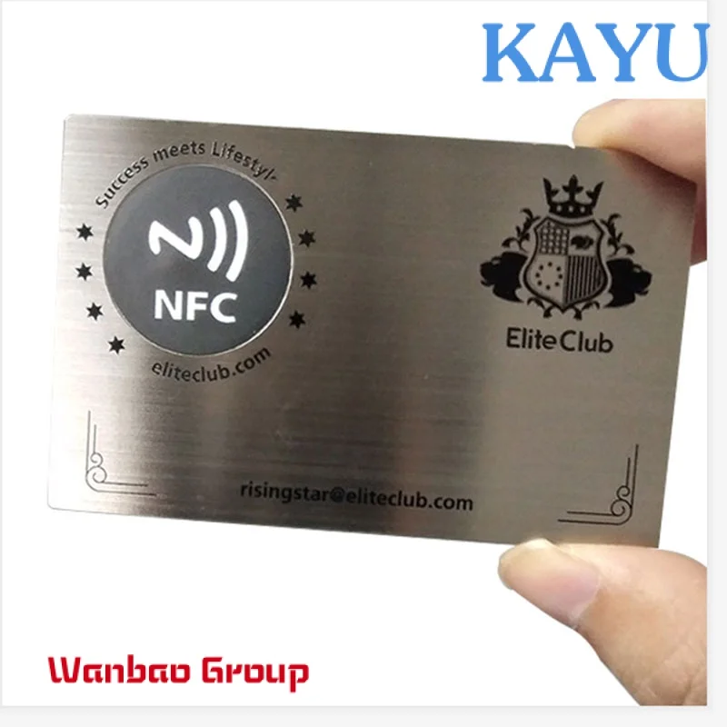 Custom  ISO14443A 13.56Mhz Custom Printed NFC business metal card / Metal NFC card for payment application