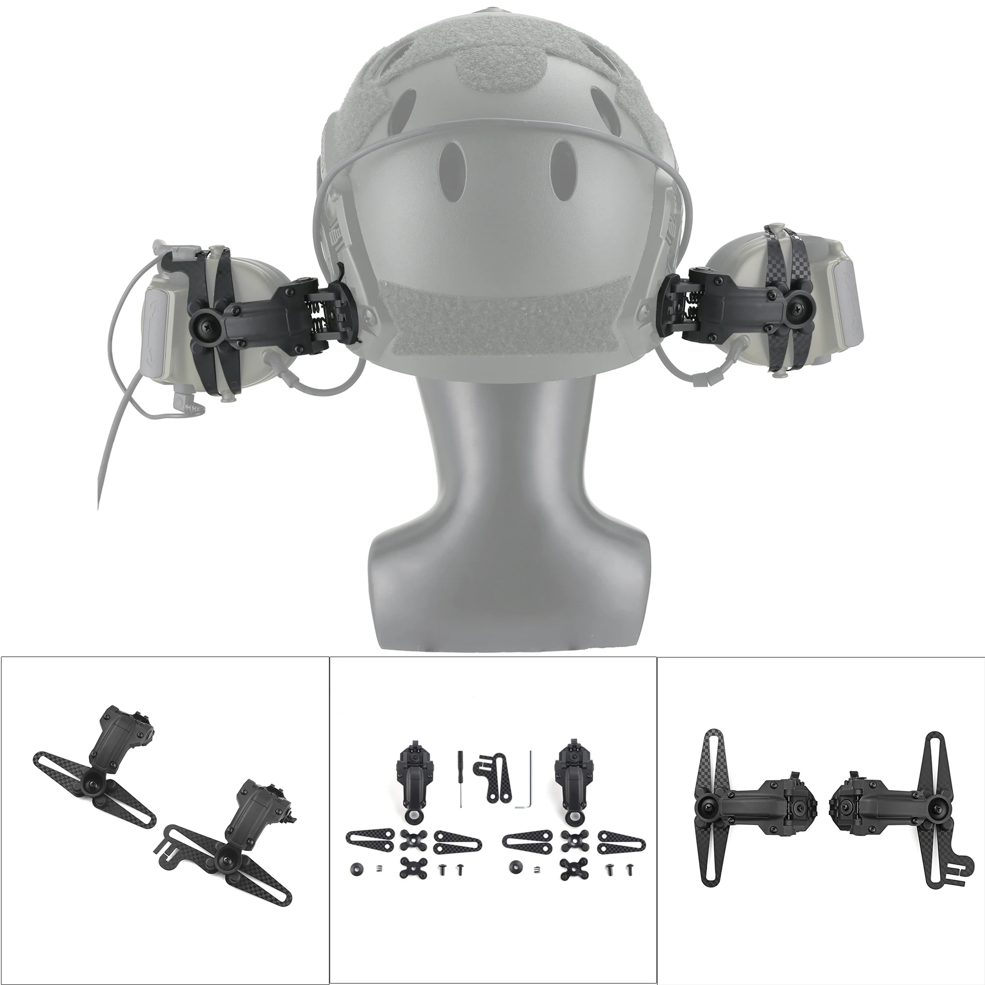 

Helmet Headphone Adapter Kit for Comtac2/3 Headset Accessories Special Imported Tegris Material Shooting Earmuff Bracket