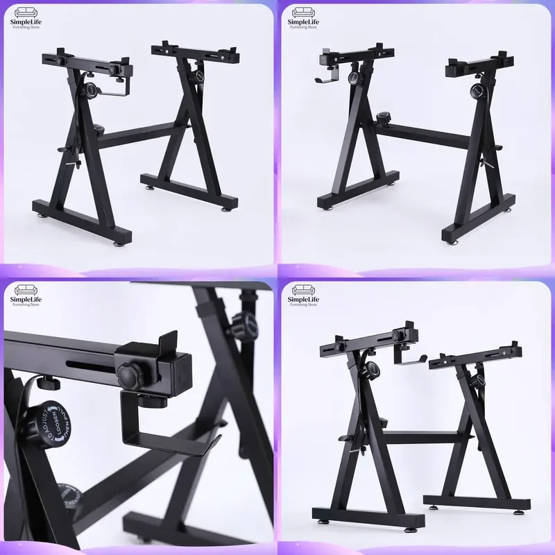 Z Shape Electronic Keyboard Stand Adjustable Height Piano Bench with Wheels Portable Music Instrument Holder Stage