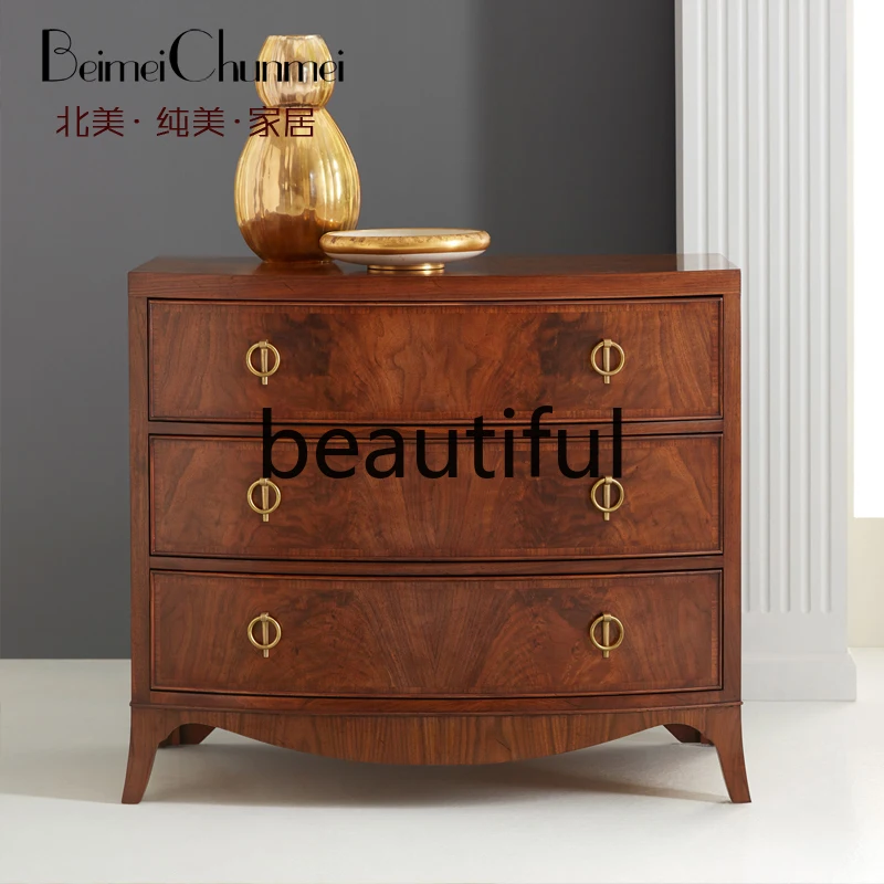 American solid wood classic chest living room storage bedroom multi-layer storage three-drawer cabinet