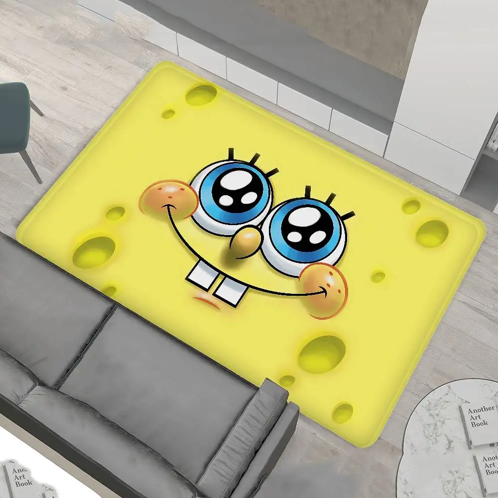 Cute S-Spongebobs Anime Floor Mat Non-Slip Laundry Room Mat Laundry Decor Balcony Child Living Room Bedside Mats