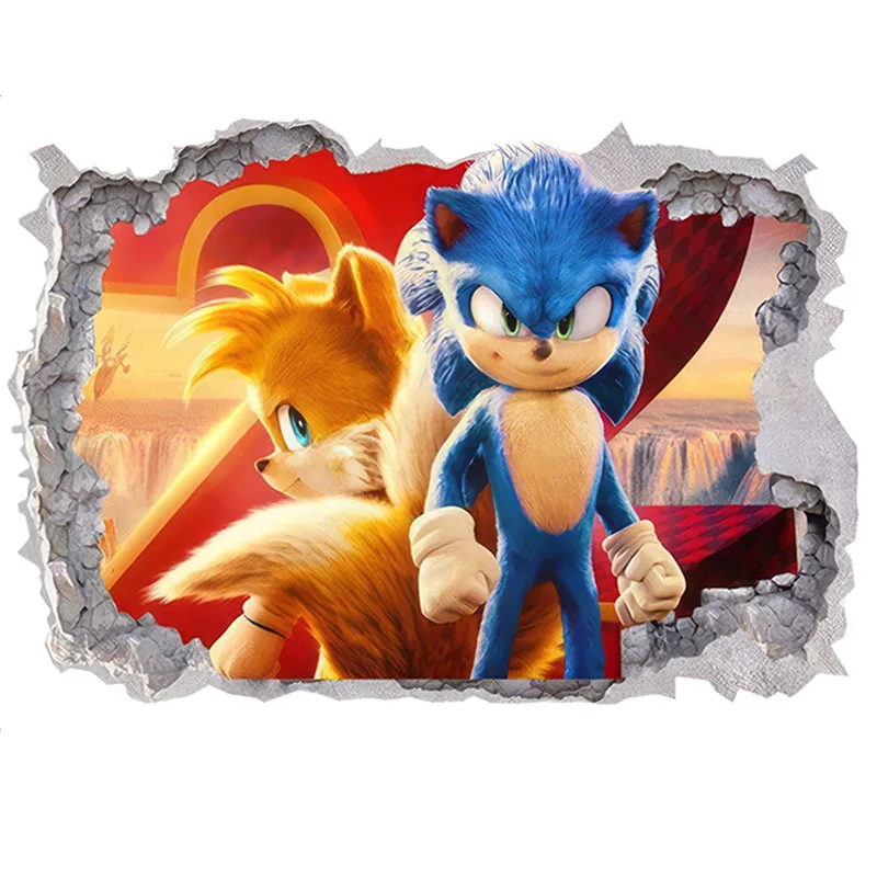 4 gaya Sonic stiker dekorasi kamar anak-anak landak karakter kartun Anime gambar stiker tahan air mobil grosir