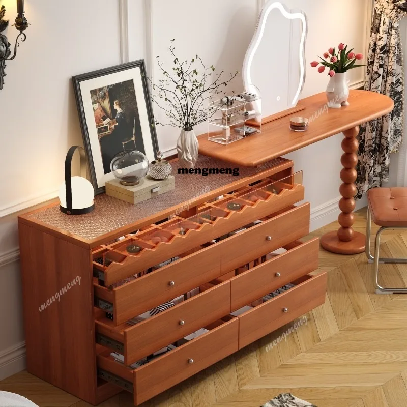 

medieval dresser small apartment solid wood storage cabinet retro retractable chest cabinet integrated corner makeup table