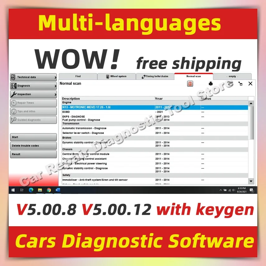 WOW 2024 Hot! sale For V5.00.12 WOW 5.00.8 R2 diagnostics Software with Kengen For Tcs Multi-diagnostic Car Software Repair tool