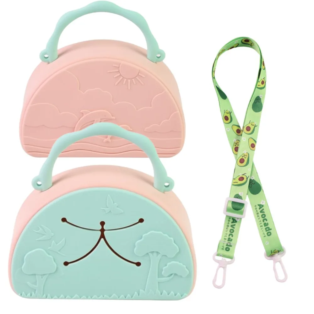 Embossed Kids Silicone Handbag Waterproof with Strap Snack Handheld Bag Cartoon Lightweight Children's Shoulder Bag Daily Carry