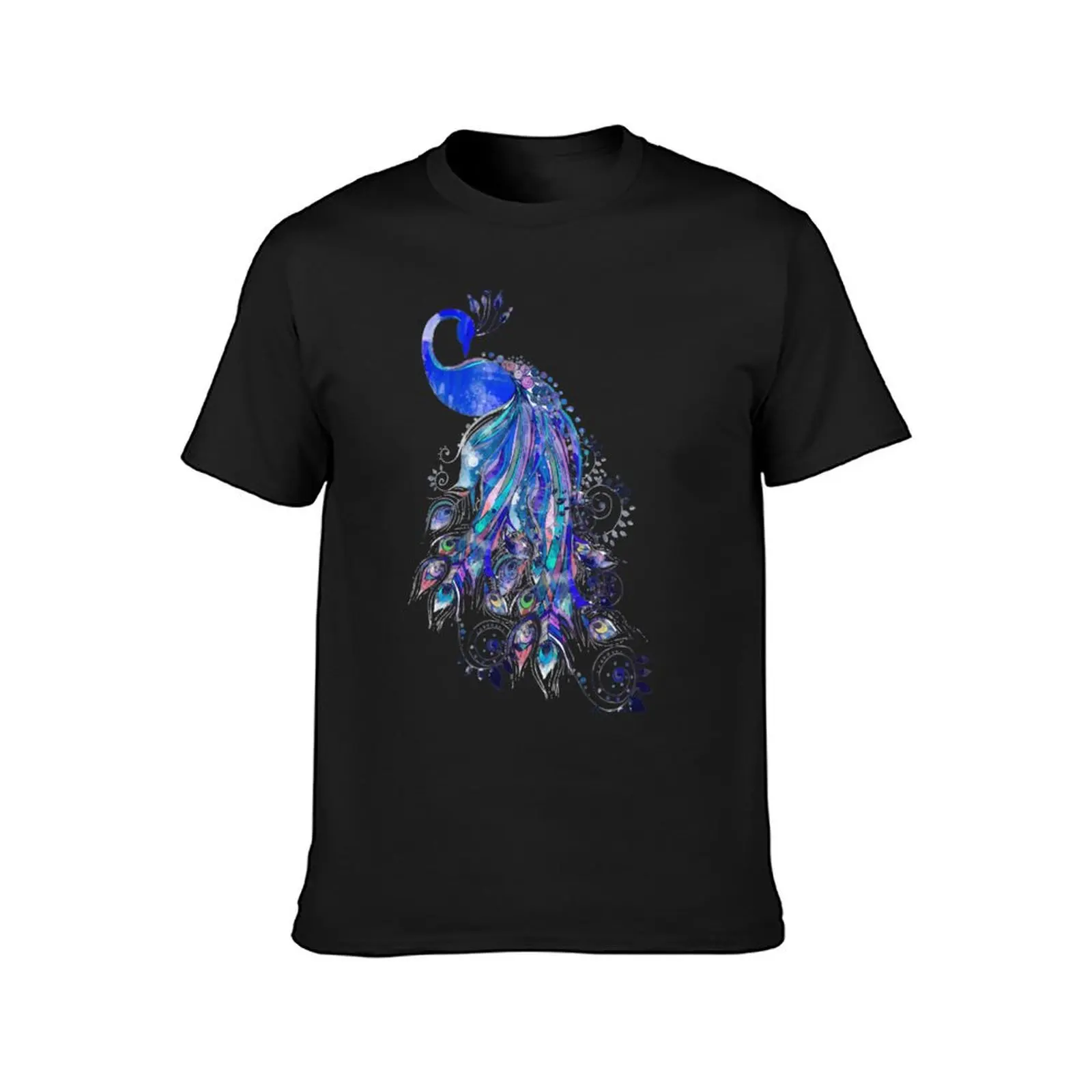 Watercolor Blue Peacock Soft Style Lightweight Unisex T-Shirt sublime graphics boys animal print mens tall t shirts