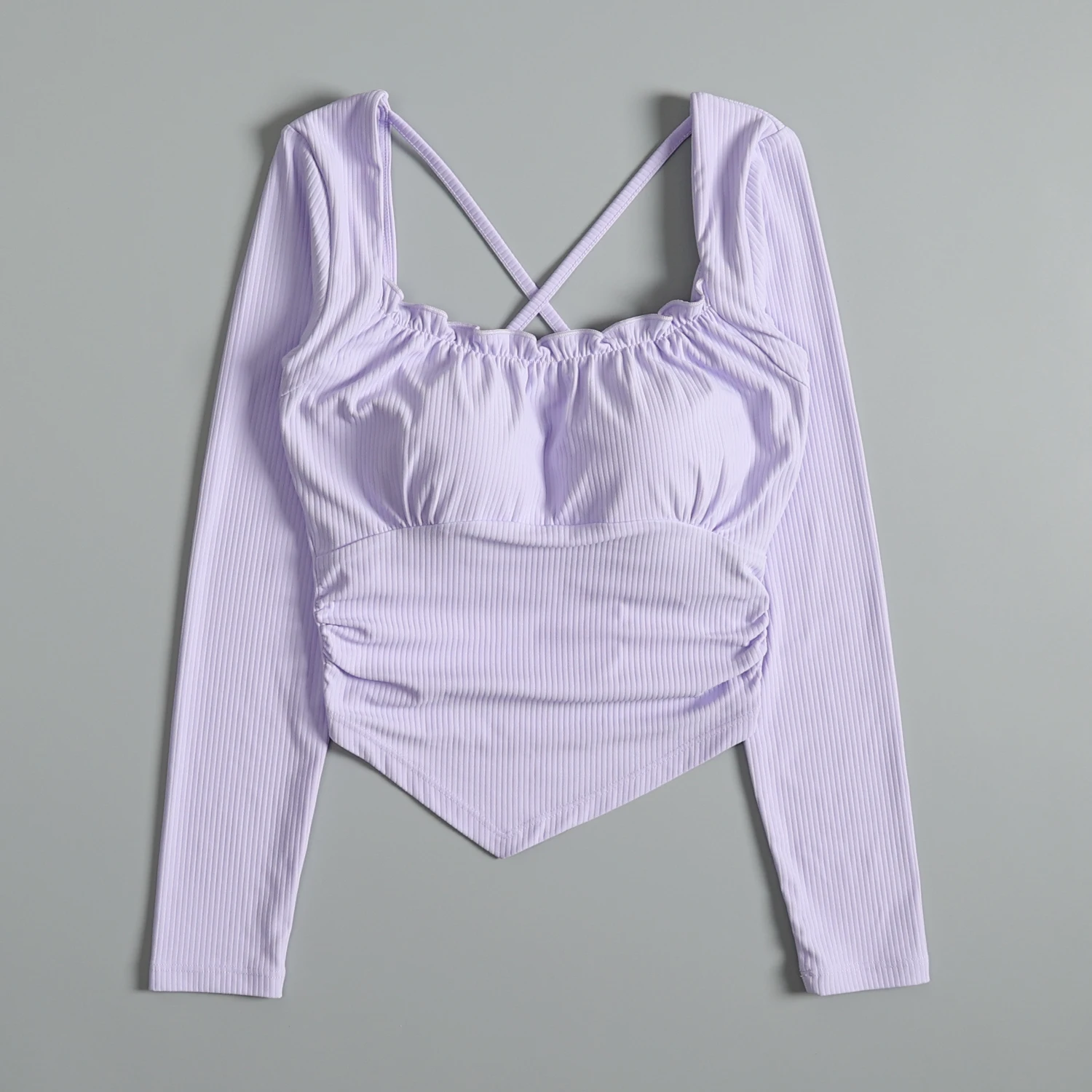 

Sports long-sleeved women's autumn sexy and beautiful back Pilates yoga clothes with chest pads fashionable slimming running