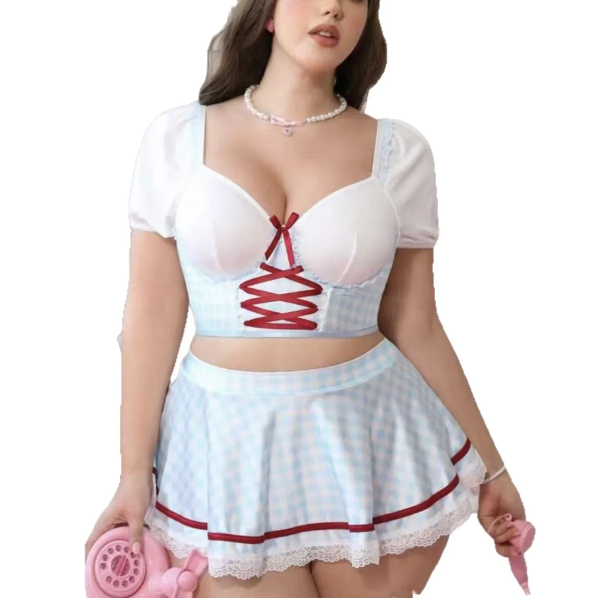 

Mature Women's Large Size Sexy Cosplay Maid Bikini Dress Lady Sweet Plus Size Roleplay Servant Lingerie Set XXL Costumes