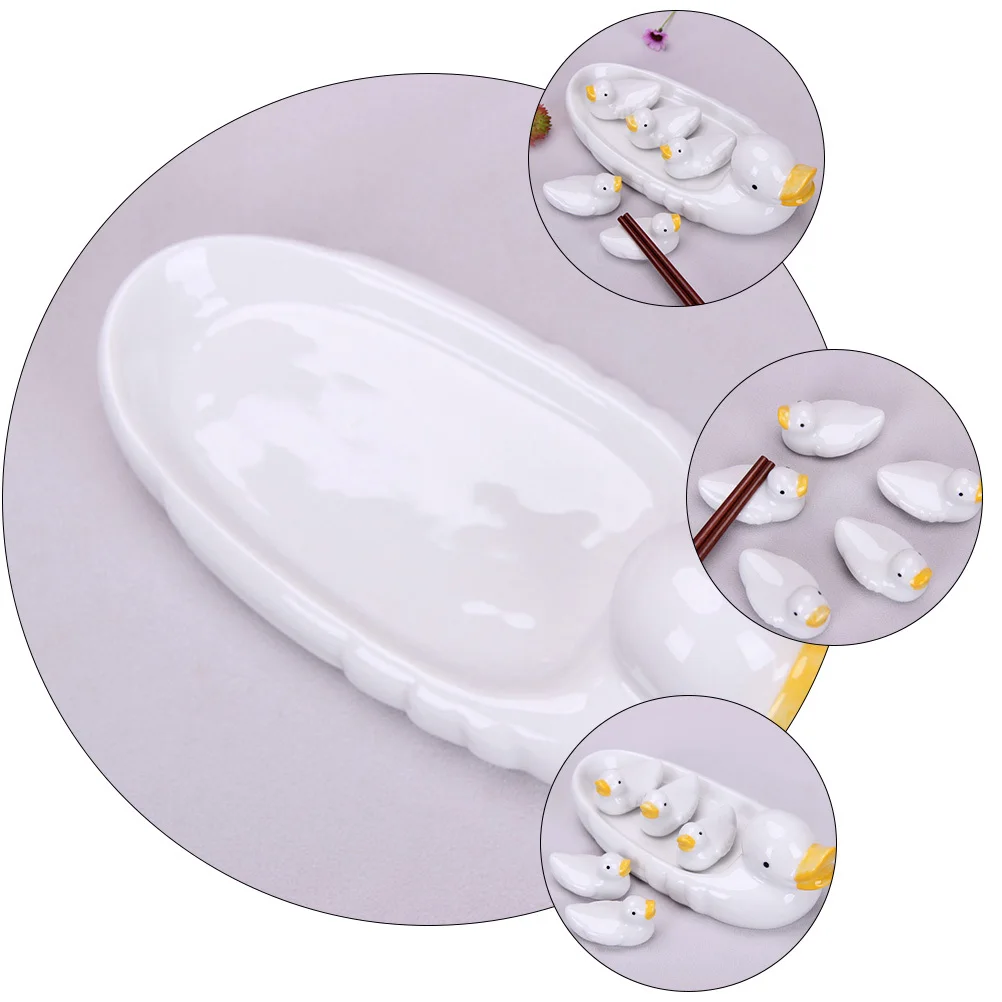 

1Set Japanese Ceramic Duck Chopstick Rack Set Creative Holder for Home Dining Table Decoration Gift Chopstick Rests