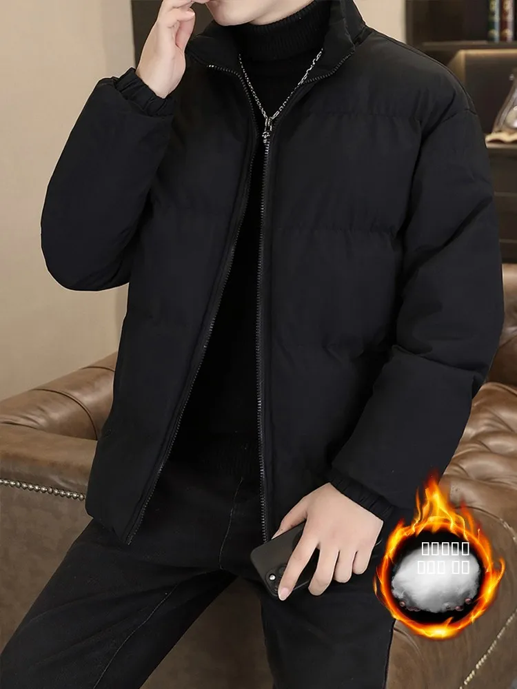 

Men's Thiened down Cotton Jaet Winter Warm Outerwear Faionable Korean Sle Cold Resistance Color Pure Cotton Coat