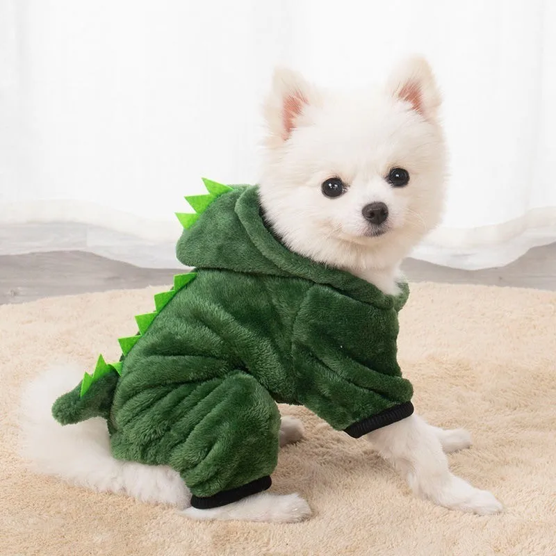 Comfortable Green Dinosaur Outfit with Soft Material and Playful Details for Cats and Dogs