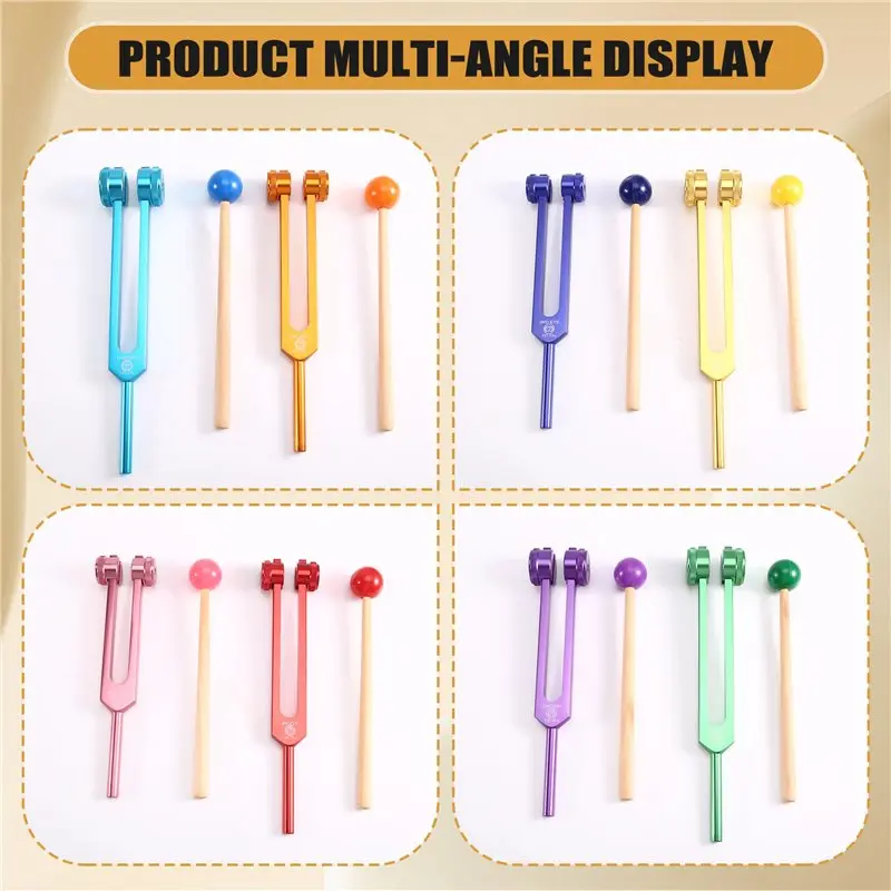 B48B-Tuning Fork Set Of 8 Chakras For Healing Purposes In For Sound Therapy& Meditation