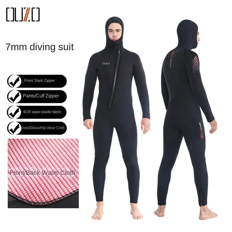 Flexible 7Mm Diving Suit Men's One-piece Thickened Cold-proof And Warm CR Super Elastic Free Diving Suit Surf S Uit Winter Swims