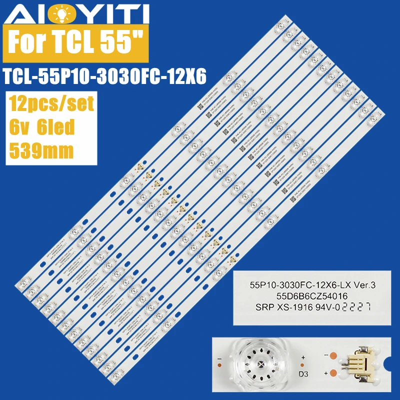 Listwa podświetlająca LED do TCL 55C715 55C717 55C716 55C78 TCL-55P10-3030FC-12X6-LX20200106 YHF-4C-LB5506-YH10J