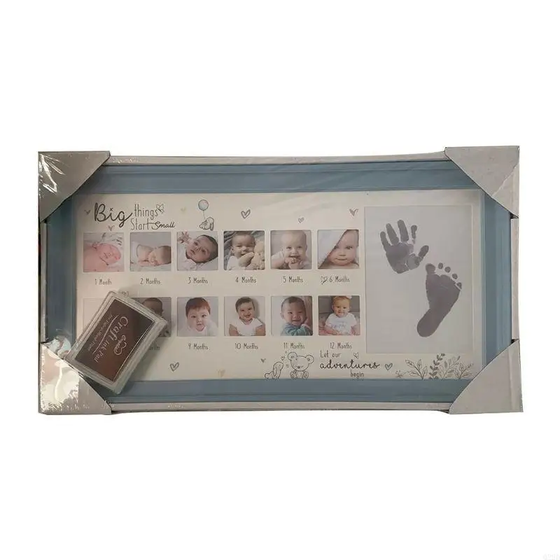 

Q22D Baby Growth Photo Frame 12 Months Hand and Foot Print Memorial Infant FirstYear