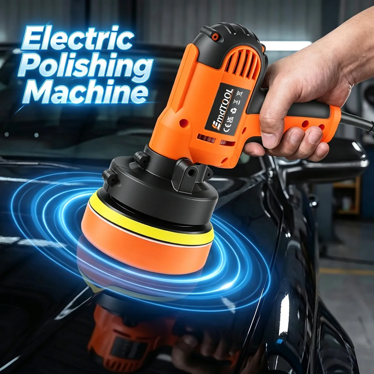 Pulidora Eléctrica Portátil de 1600W con Velocidad de 0-3000 RPM, Manijas Laterales, 3 Almohadillas de Pulido, Discos de 125mm/5in, Perfecta para Pulir Autos, Encerar Pisos y Desincrustar Metal