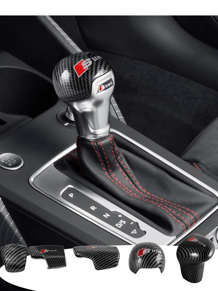 Schaltknauf-Abdeckung aus Kohlefaser, Schalthebelkappe, Dekoration für Audi Sline A2 A3 A4 A5 A1 A6 Q3 Q5 Q7 B8 8P Ventil