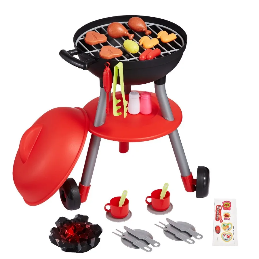 

28 PCS BBQ Grill Playset Cooking Grill Toy Set Pretend Sound Light