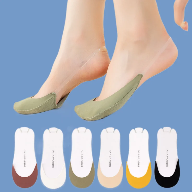 Chaussettes demi-l'hypothèse à bouche peu profonde, invisible, absorbant la transpiration, sans talon, écharpe demi-pied, chaussettes de bateau de glace, nouvelle mode, 2/5 paires