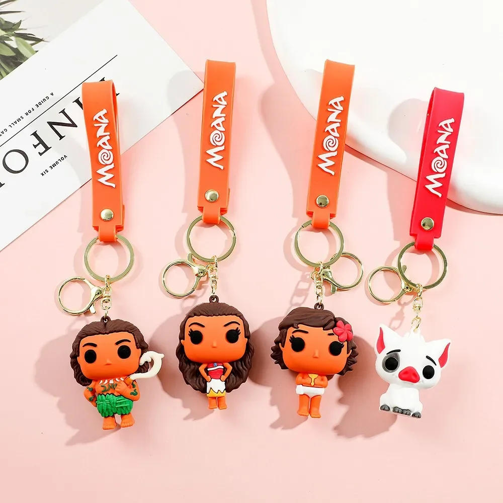 

Set Disney Moana 2 Toys Keychain Anime Figure Pendant Keychain Sweet Pink Angel Keychains Women Car Keyring Girl Birthday Gift