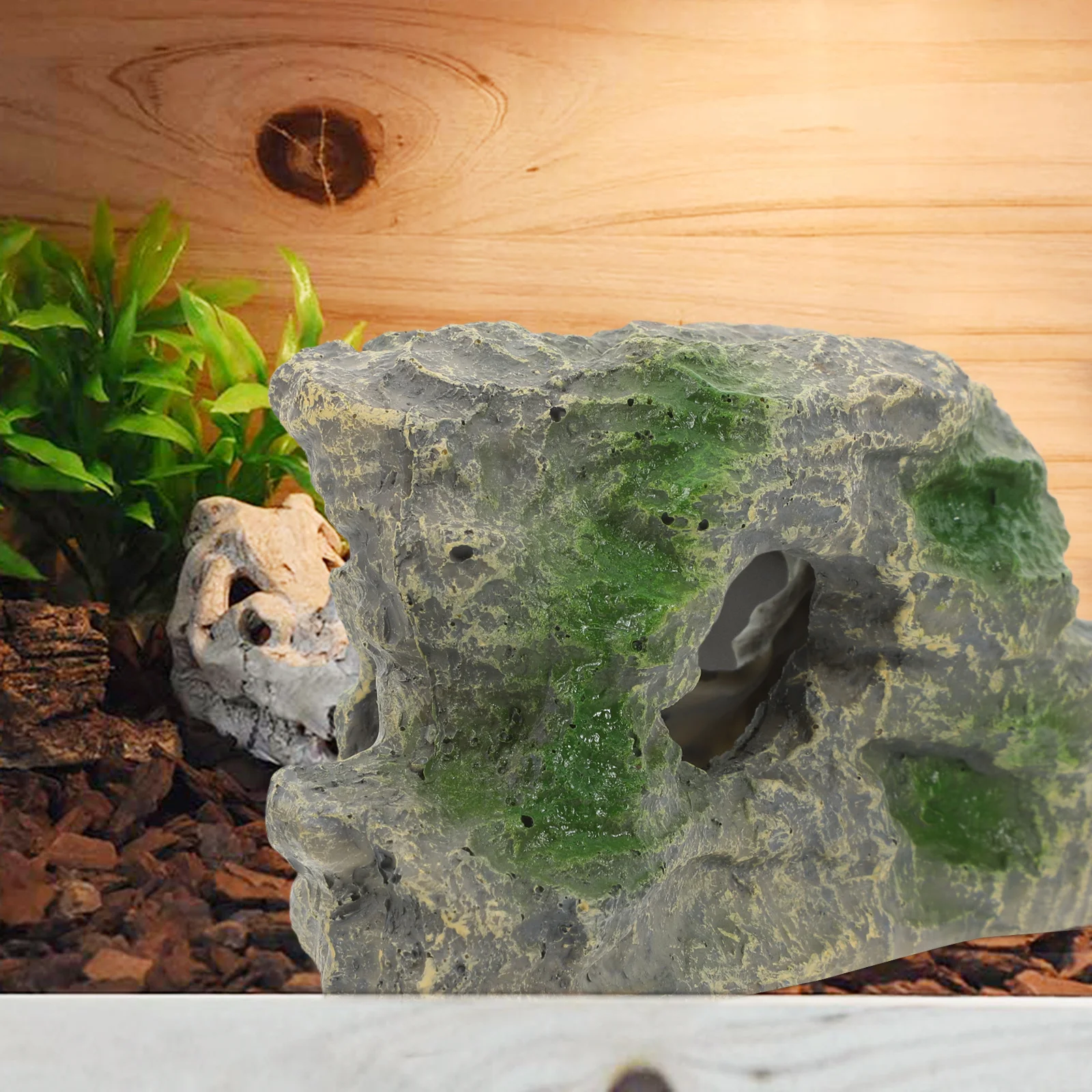 

Aquarium Decoration Resin Hideout Artificial Moss Rock Fish Tank Hiding Cave Landscape Ornament Betta Fish Tank