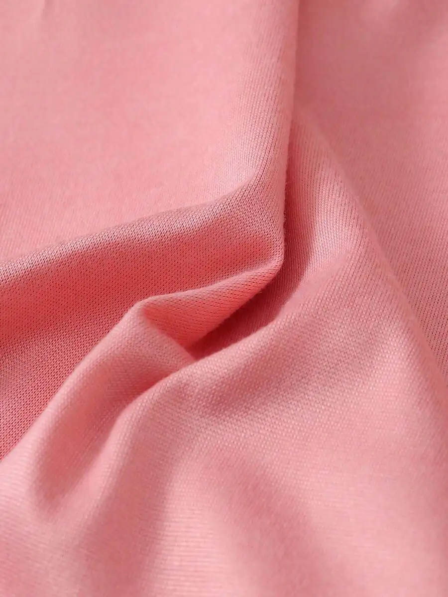

Womens Pink Solid Color Collared Short Sleeve Button-Up Pajama Set Elastic Waist Shorts Loungewear