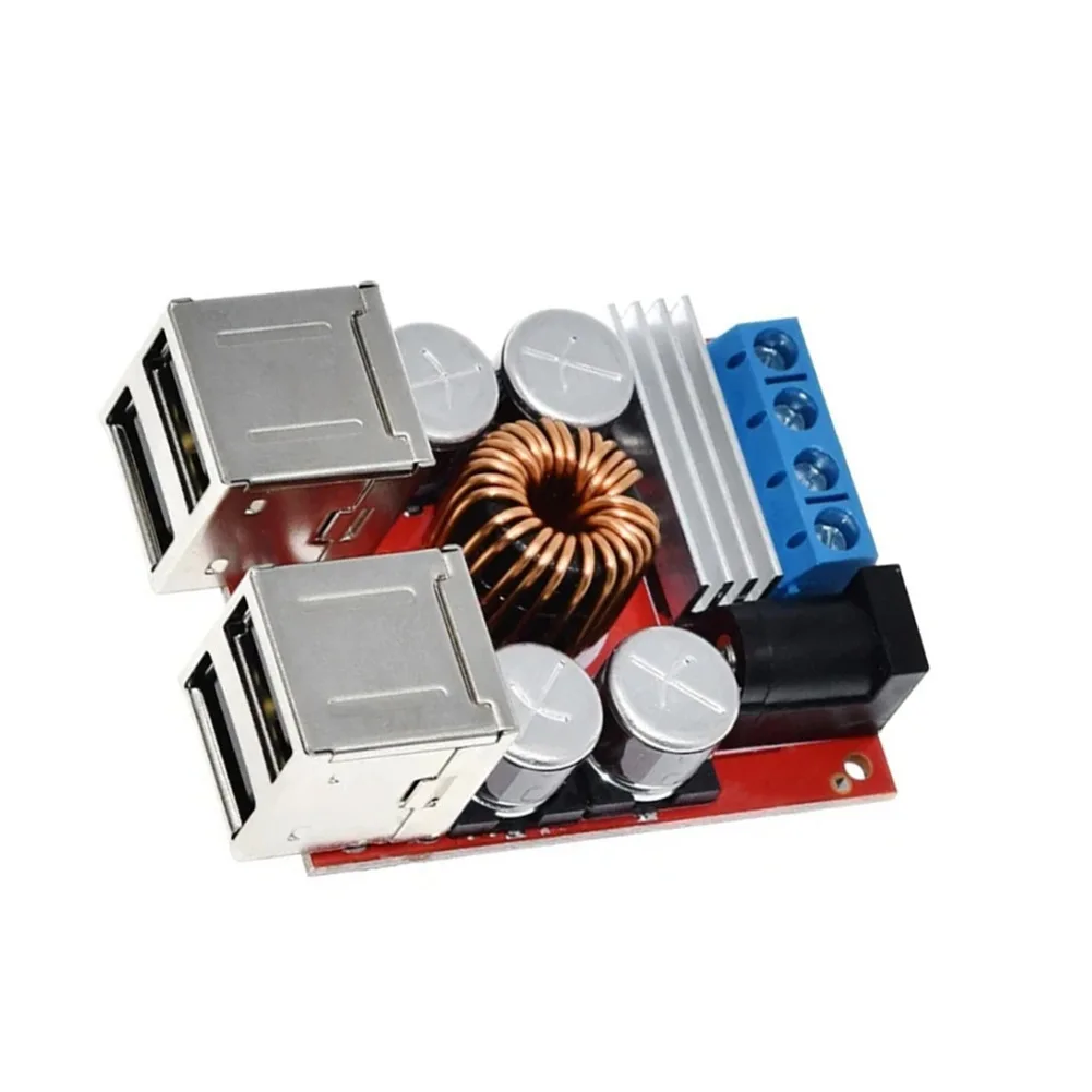 4 Port USB DC-DC Car Charger Board 8V-35V To 5V 8A Step Down Power Module For Mobile Phone Vehicle Electronics