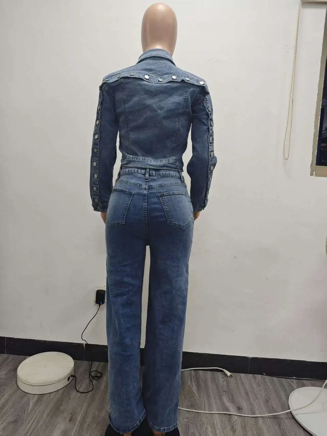 Jeans Suit Women Denim 2 Piece Set Coat Straight Pants Single Breasted Jacket Trousers Outfits Streetwear Ensemble Summer 2026 view 6