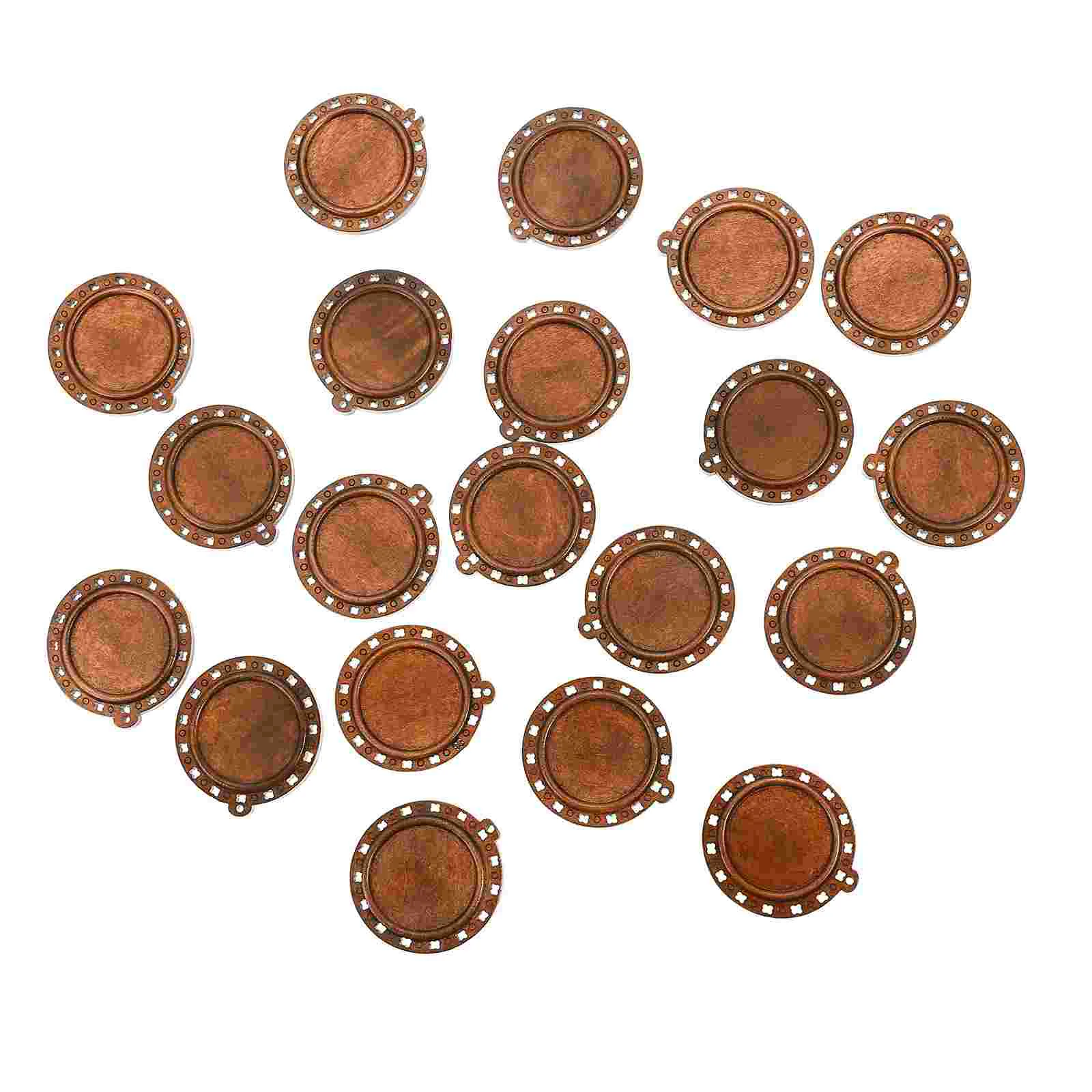 20 Pcs Wooden Gem Base Blanks Necklace Gold Beads for Bracelet Making Jewelry Circle Pendant Bezel Round DIY Material