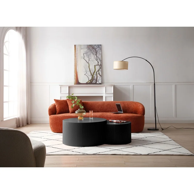 Round and Half Moon Nesting Table Set of 2, No Assembly Required, SKU: W87677001