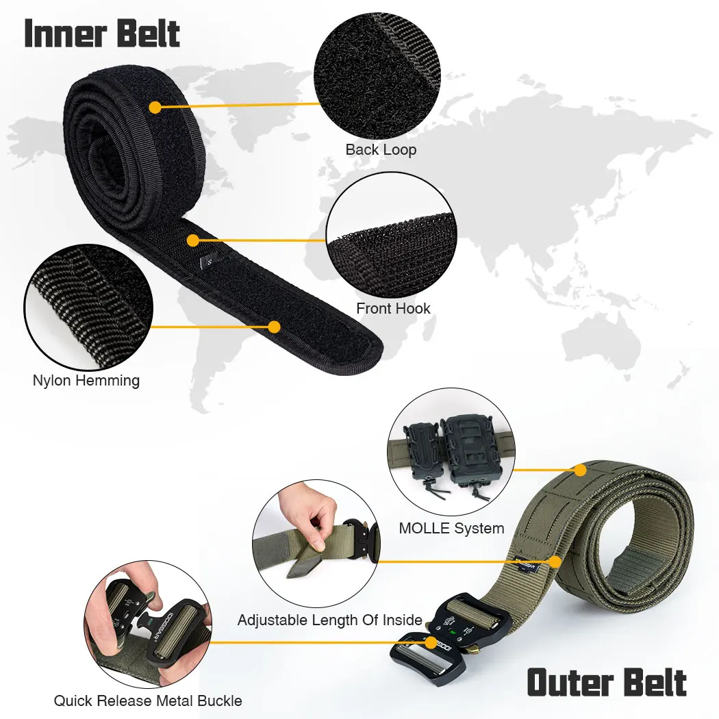 IDOGEAR 2 Zoll Taktischer Gürtel mit 1,75 Zoll Innengürtel Schnellverschluss Metallschnalle MOLLE Lasergeschnittene Herrengürtel 3415 – Detail 20