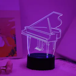 3D Piano Acrylic Visual Night Light Touch RGB Seven Color Night Light Suitable for Bedroom, Study, Reading Room