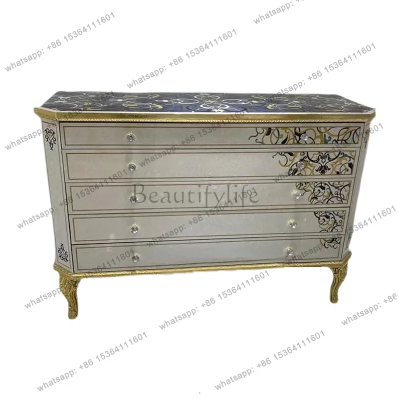 French complete entrance dining side cabinet shell inlaid veneer parquet chest cabinet