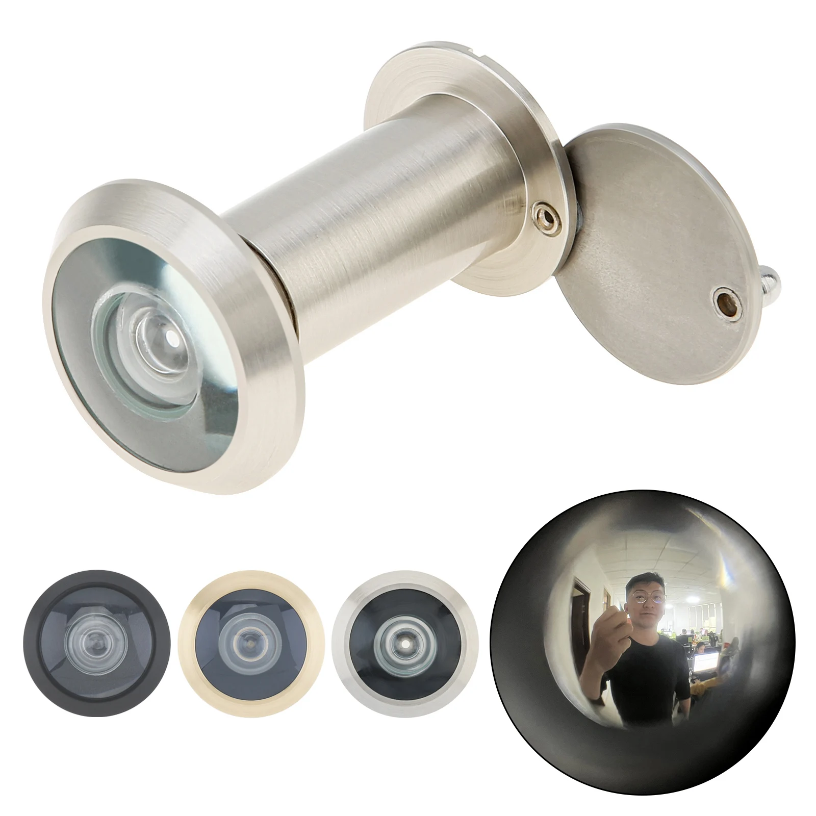 

16mm/0.63inch 200 Degree Door Viewer Security Peek Peep Holes for 1.33inch-2.3inch Door Thickness with Rotating Privacy Cover