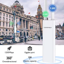 AC1200 Wetterfester WLAN-Extender für den Außenbereich, AP 2,4 G, 5 G, große Reichweite, 360° omnidirektional, WLAN-Antenne mit hoher Verstärkung, Zugangspunkt