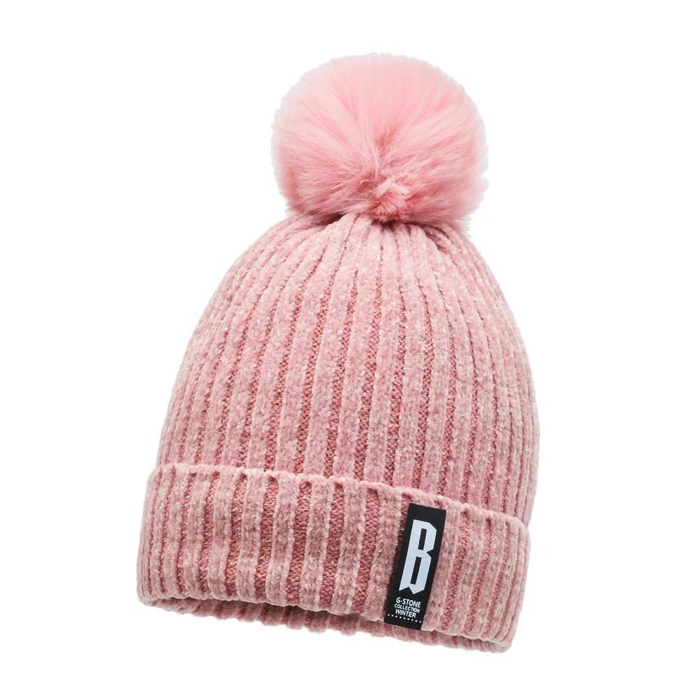 Winter New Chenille Wool Hat Women\'s Padded Warm Fashion Knitted Women\'s Hats Cycling Pullover Hat