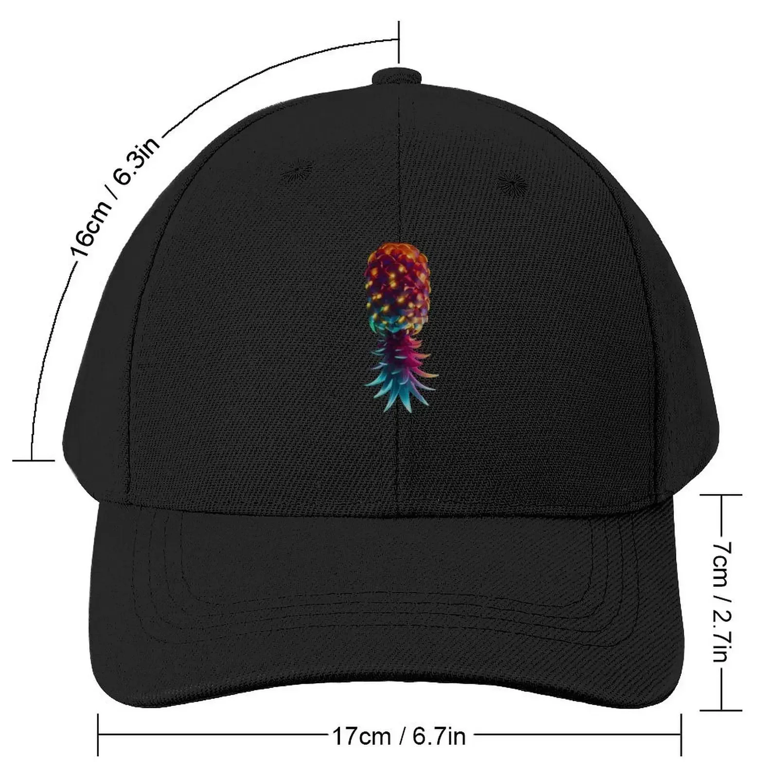 Upside Down Green & Orange Colorful Glowing Pineapple Pattern Baseball Cap Visor Fashion Beach Hip Hop Mens Hats Women's