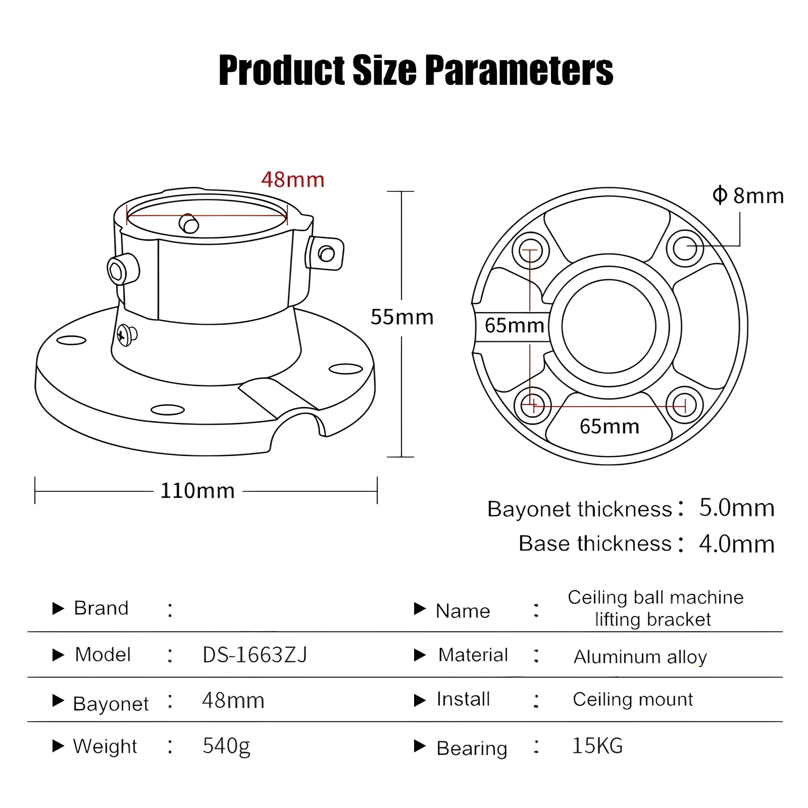 Universal Dome Camera Ceiling Mount Bracket Aluminum Alloy Ball Machine High Speed Dome PTZ Camera Transfer Connector DS -1663ZJ