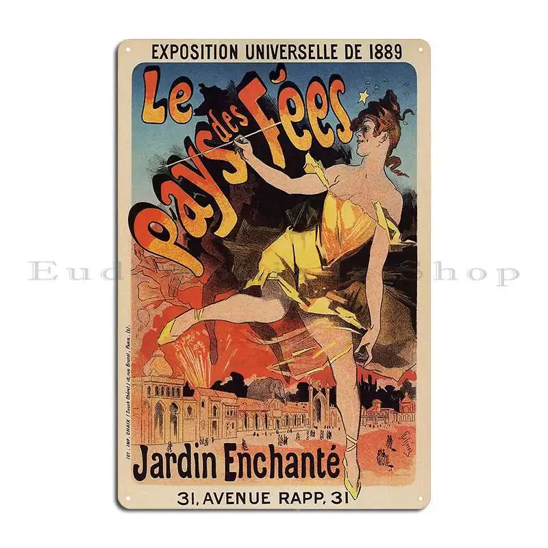 Land Of The Fairies Paris World Expo 1889 Metal Sign Designing Garage Personalized Printing Wall Plaque Tin Sign Poster