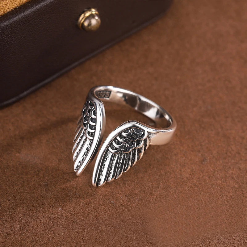 Women's 925 Sterling Silver Wing Shape Adjustable Ring, Gift