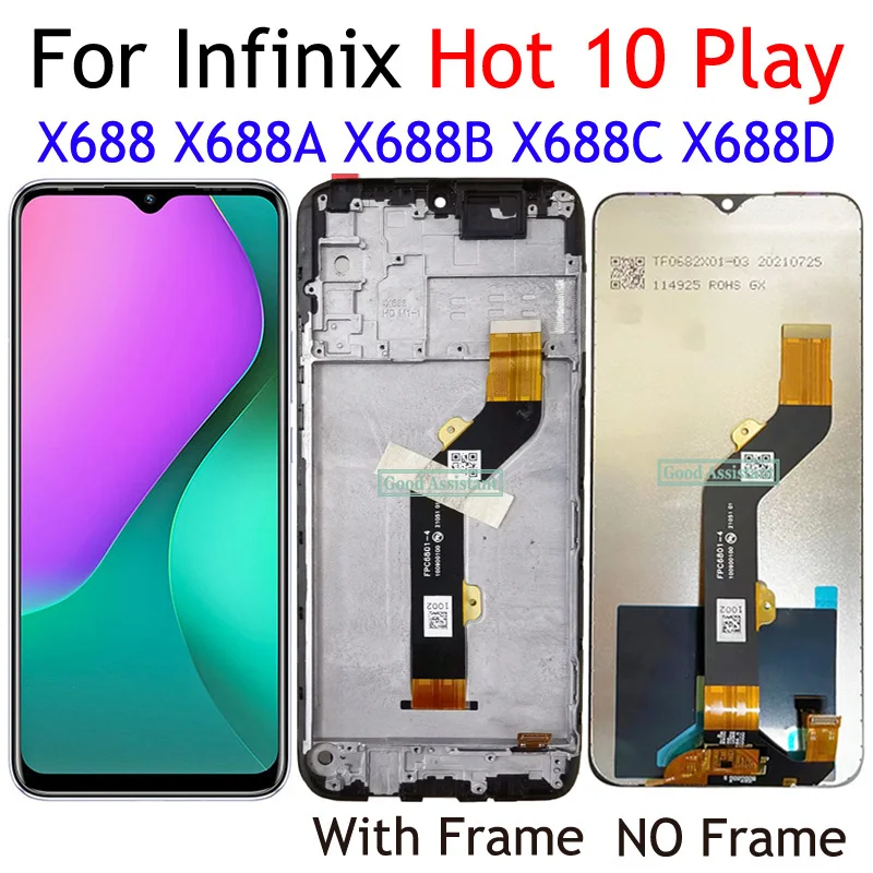 توصية مفصلة لشاشة LCD لجهاز Infinix Hot 10 Play X688 X688A X688B X688C X688D مع وحدة اللمس FPC6801 04
