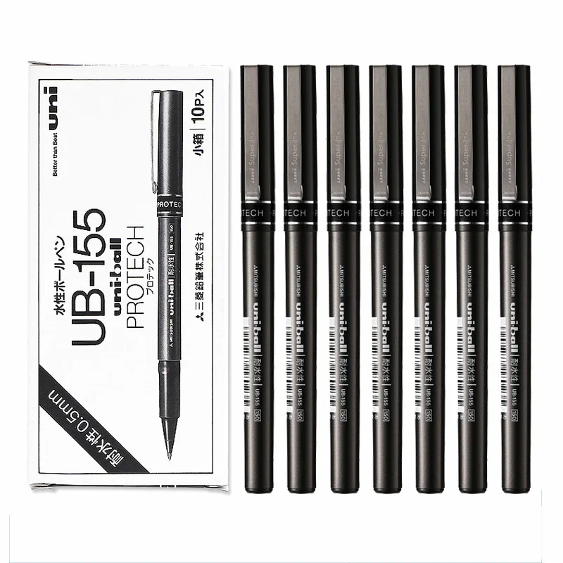 

10Pcs/Lot Japan UB-155 gel pen 0.5mm water resistant metal pen ball pen student exam pen business office supplies pen