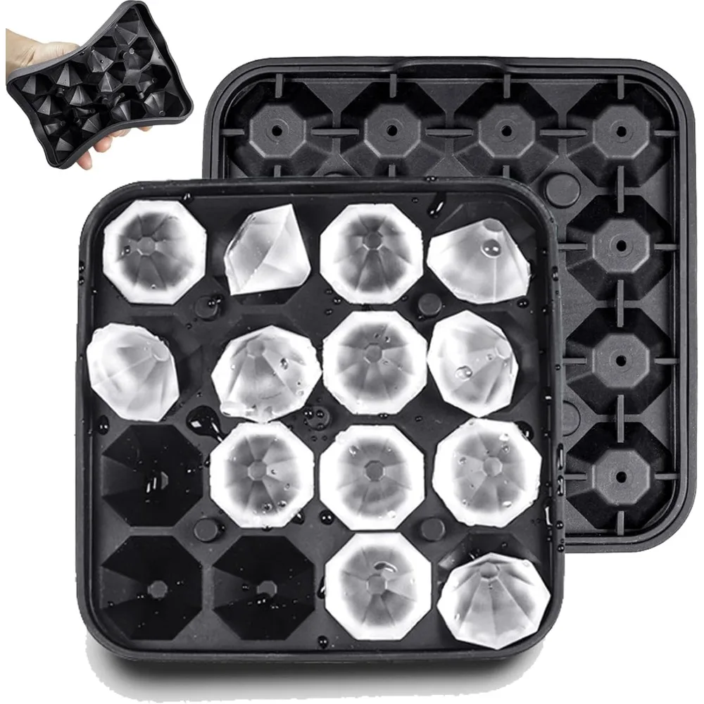 

2 упаковки, маленькие силиконовые лотки для кубиков льда в форме ромба, 16 кубиков на лоток, легко снимается