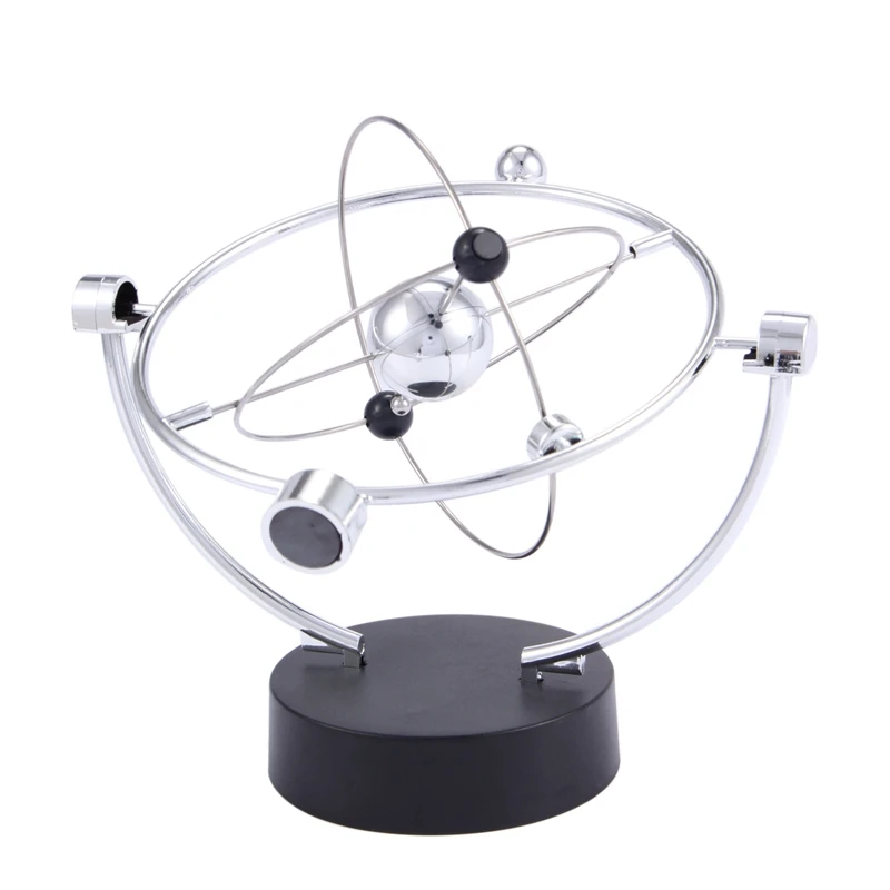 Perpetual Motion Desk Sculpture Toy - Kinetic Art Galaxy Planet Balance Mobile - Magnetic Executive Office Home Decor Tabletop T