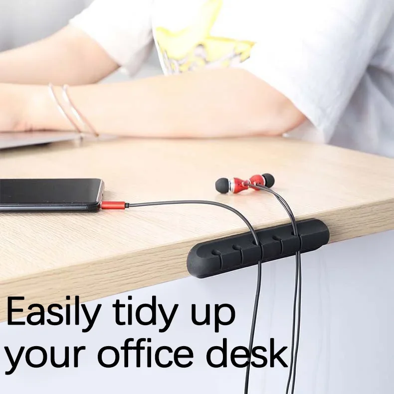 Silicone Self Adhesive Cable Holder Multi Hole Desktop USB Cable Organizer Wire Management Clip for Charging Cord Mouse Headphon