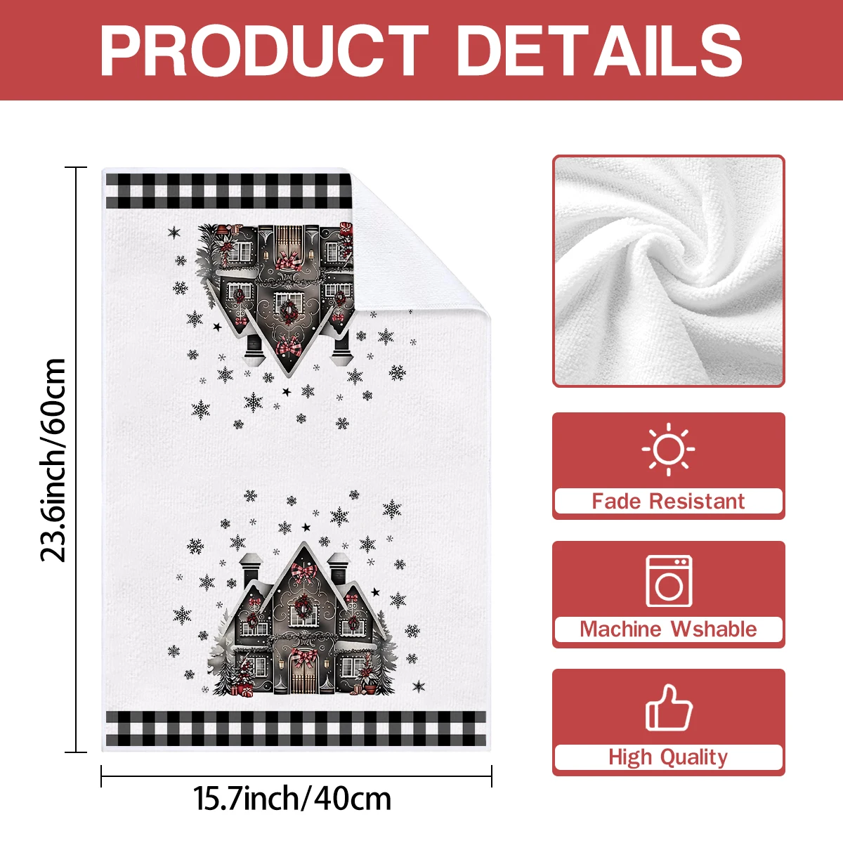 2/4 pieces Christmas kitchen towels, Santa Claus snowflake and reindeer pattern dishwashing cloths, soft quick-dry towel set,