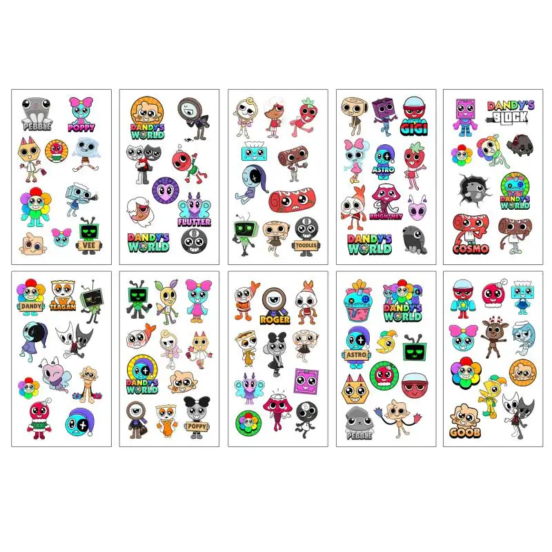 10 قطعة/المجموعة جديد الكرتون Dandys العالم لعبة المؤقتة الوشم ملصق لعبة هيئة الفن لصاقات وشم لهدايا الحفلات