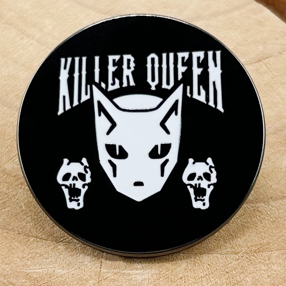 Killer Queen Yoshikage Kira Lapel Pin Manga JoJo's Bizarre Adventure Badge Skull Brooch 2D Gift Backpacks Hats Jeans Decorative